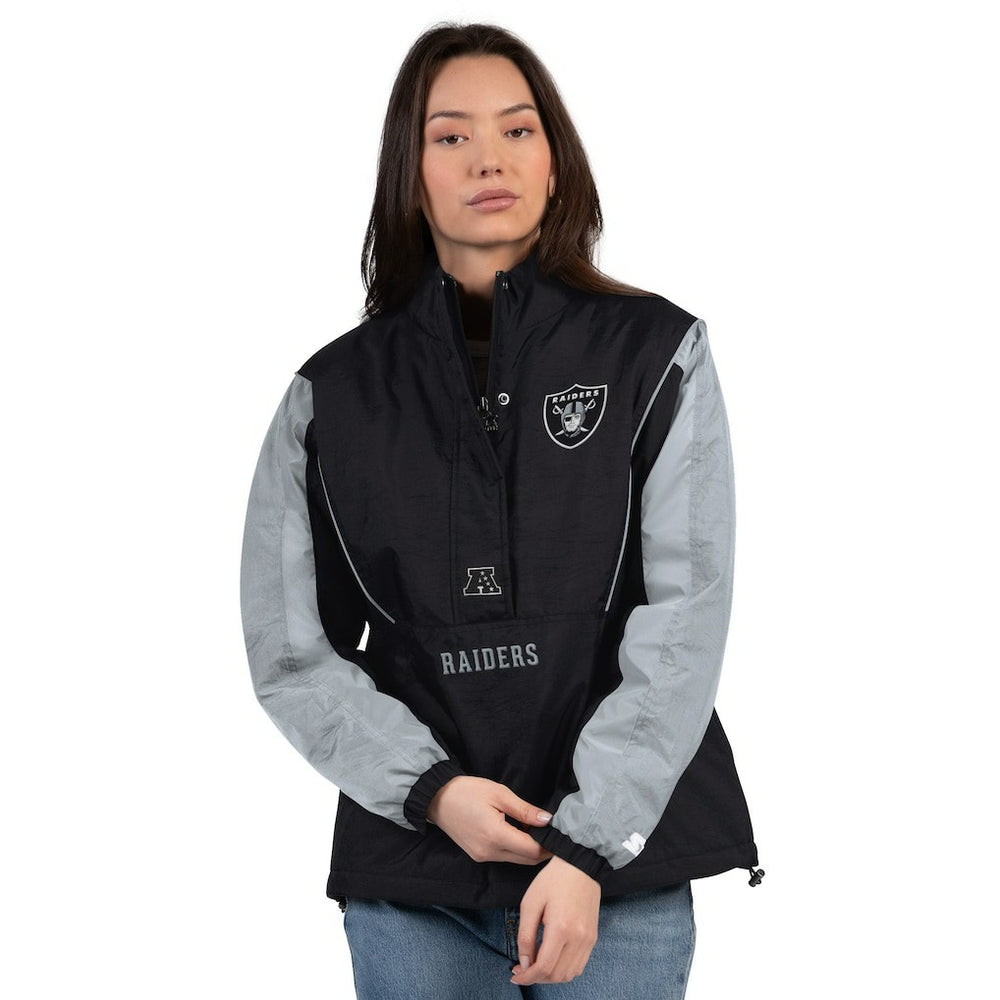 Las Vegas Raiders Starter Women's Thursday Night Gridiron Half-Zip Jacket - Black/Silver Jackets