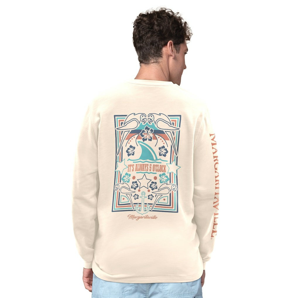 Las Vegas Raiders Margaritaville Five O'Clock Henley Long Sleeve T-Shirt - Cream T-shirts