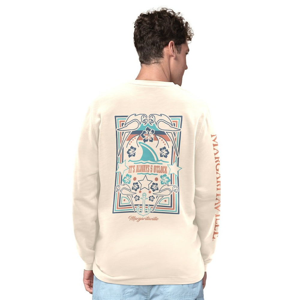 San Francisco 49ers Margaritaville Five O'Clock Henley Long Sleeve T-Shirt - Cream T-shirts