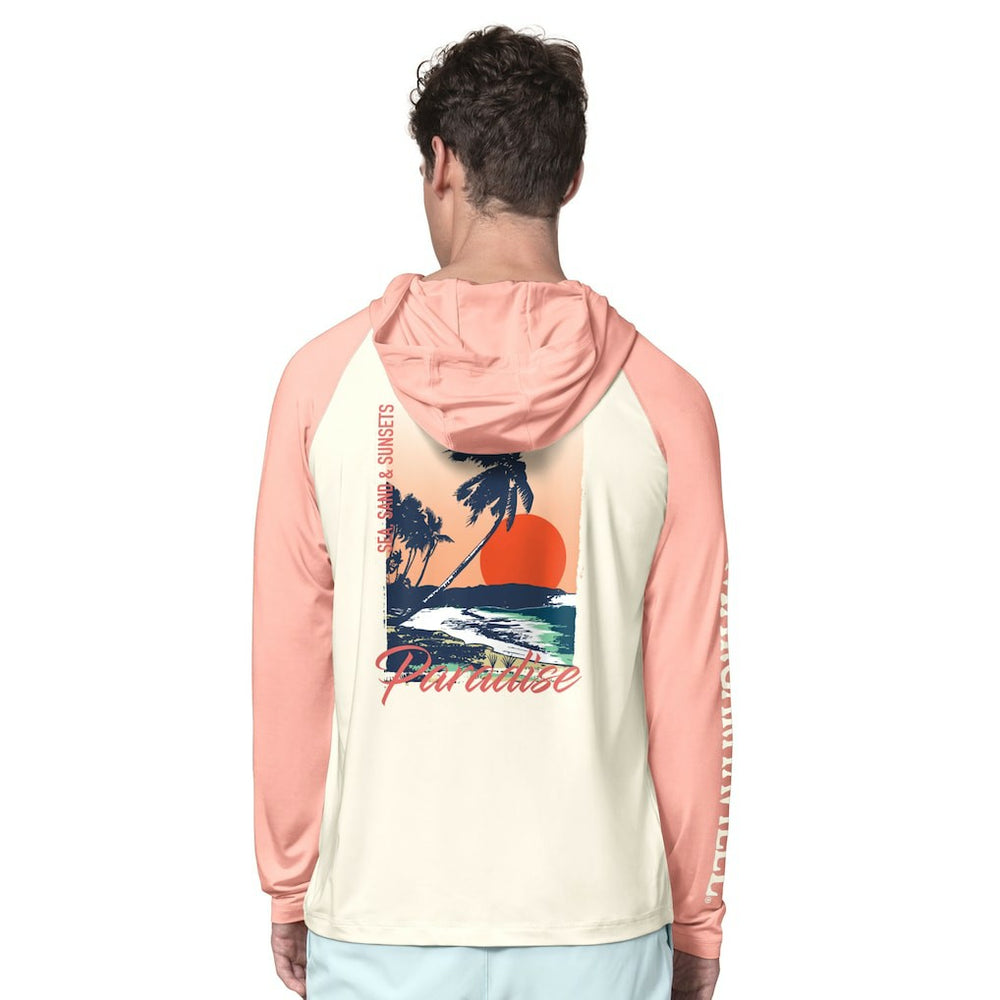 Cincinnati Bengals Margaritaville Sand, Sea, Sunsets Long-Sleeve Rashguard Hoodie Pullover -Cream/Amber