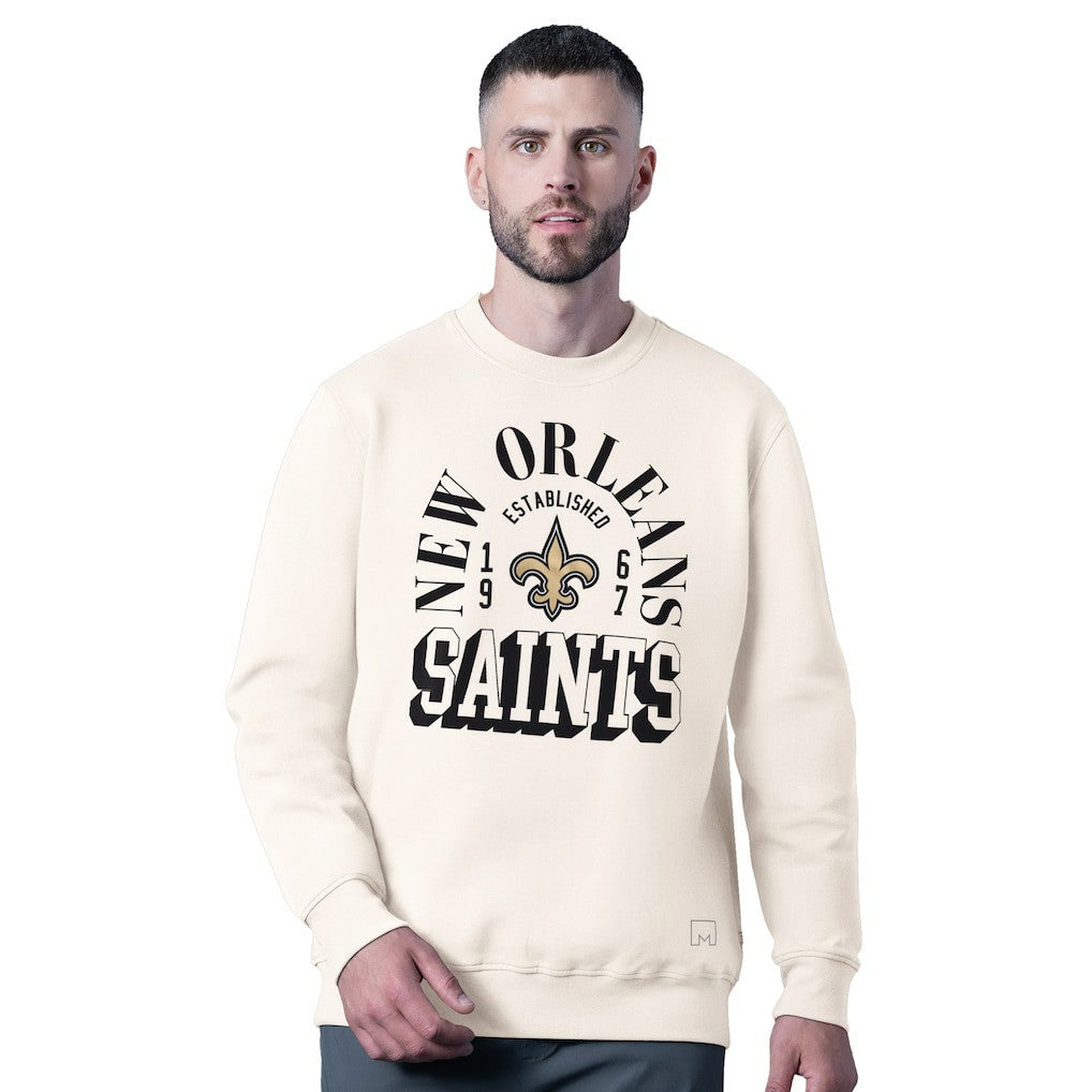 New Orleans Saints MSX by Michael Strahan Whiteout Tri-Blend Sweatshirt - White Sweatshirts