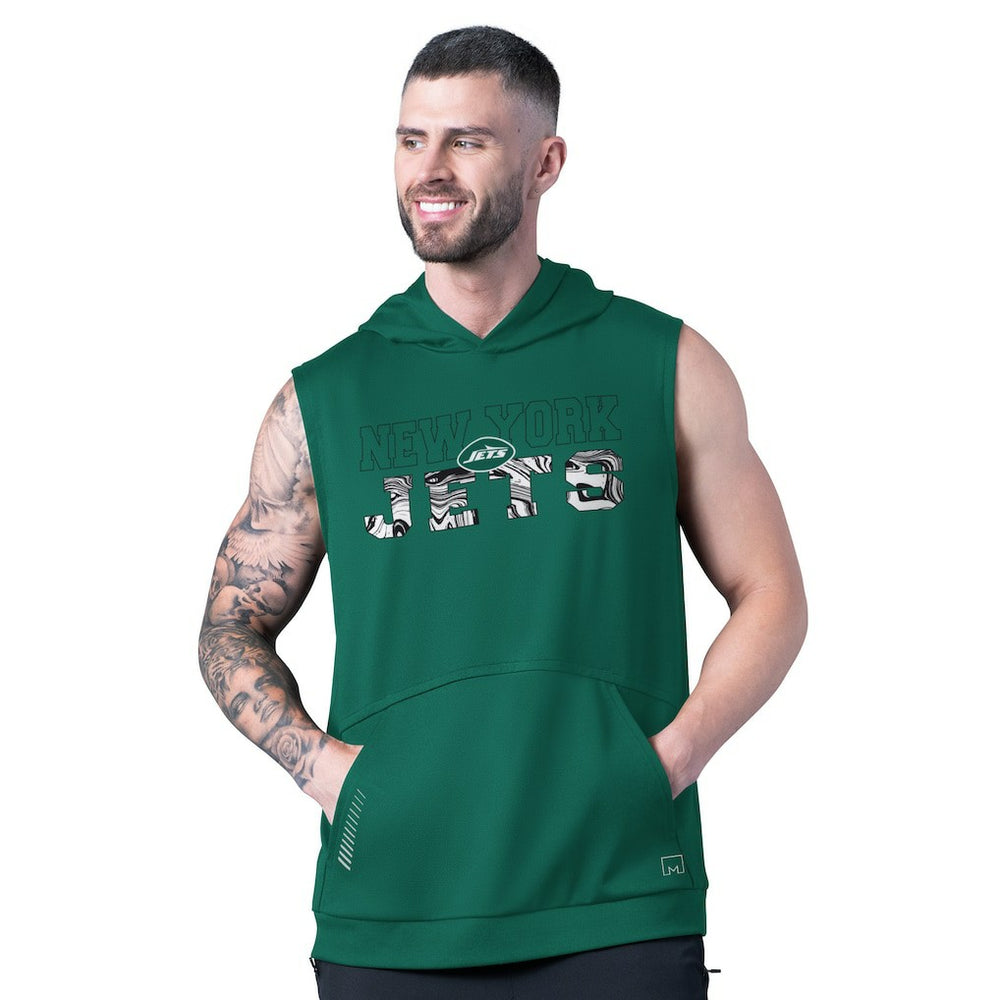 New York Jets MSX by Michael Strahan Tri-Blend Rebound Sleeveless Hoodie - Green Hoodies