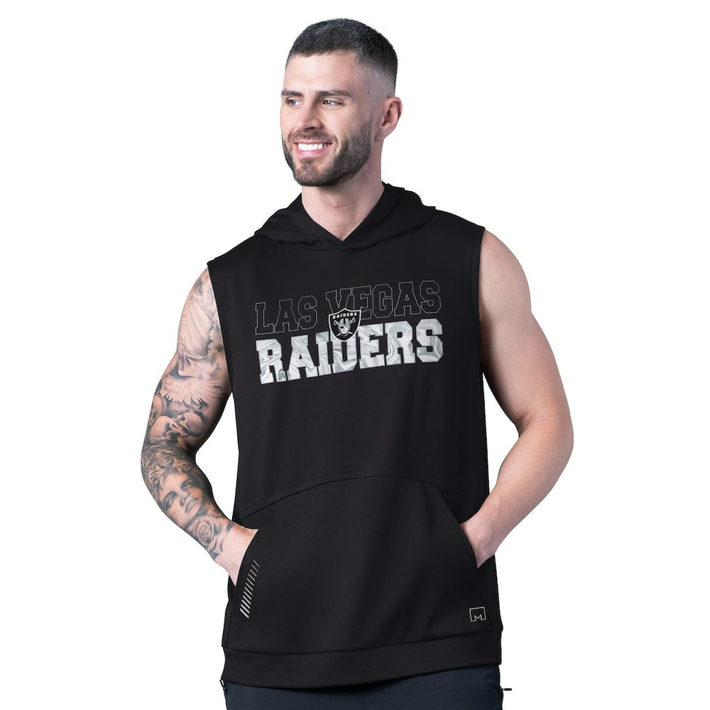 Las Vegas Raiders MSX by Michael Strahan Tri-Blend Rebound Sleeveless Hoodie - Black Hoodies