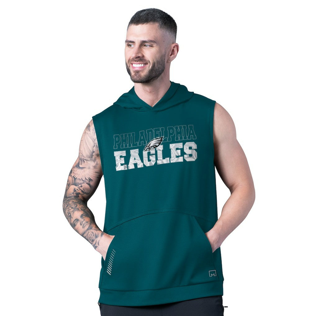 Philadelphia Eagles MSX by Michael Strahan Tri-Blend Rebound Sleeveless Hoodie - Green Hoodies