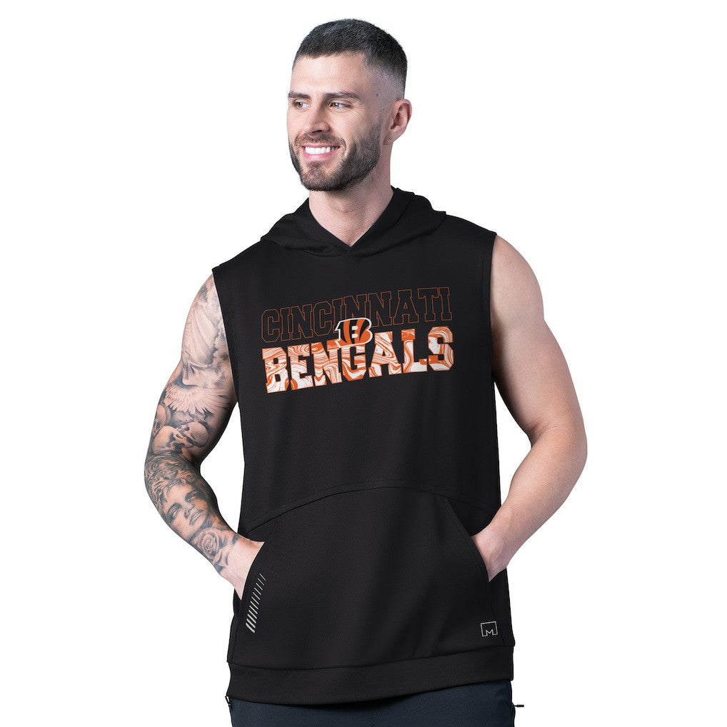 Cincinnati Bengals MSX by Michael Strahan Tri-Blend Rebound Sleeveless Hoodie - Black Hoodies