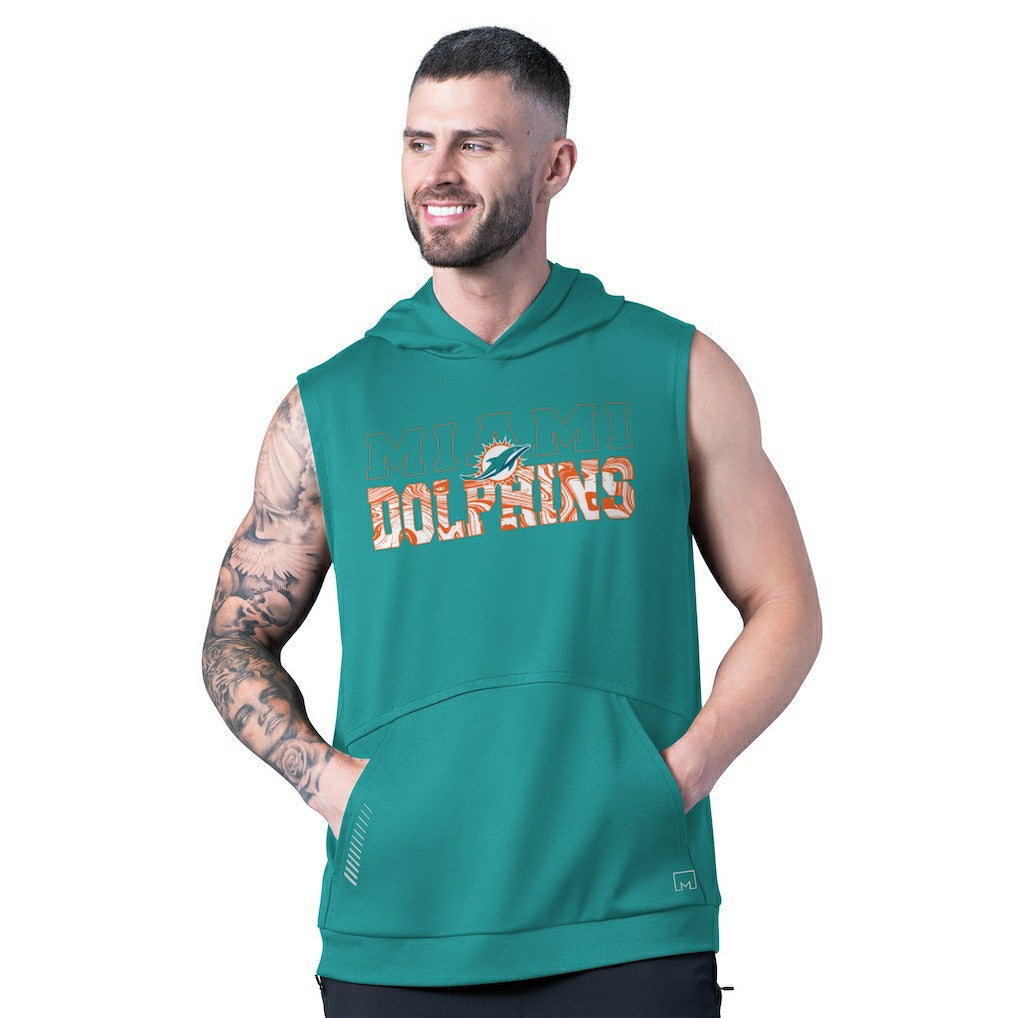 Miami Dolphins MSX by Michael Strahan Tri-Blend Rebound Sleeveless Hoodie - Aqua Hoodies
