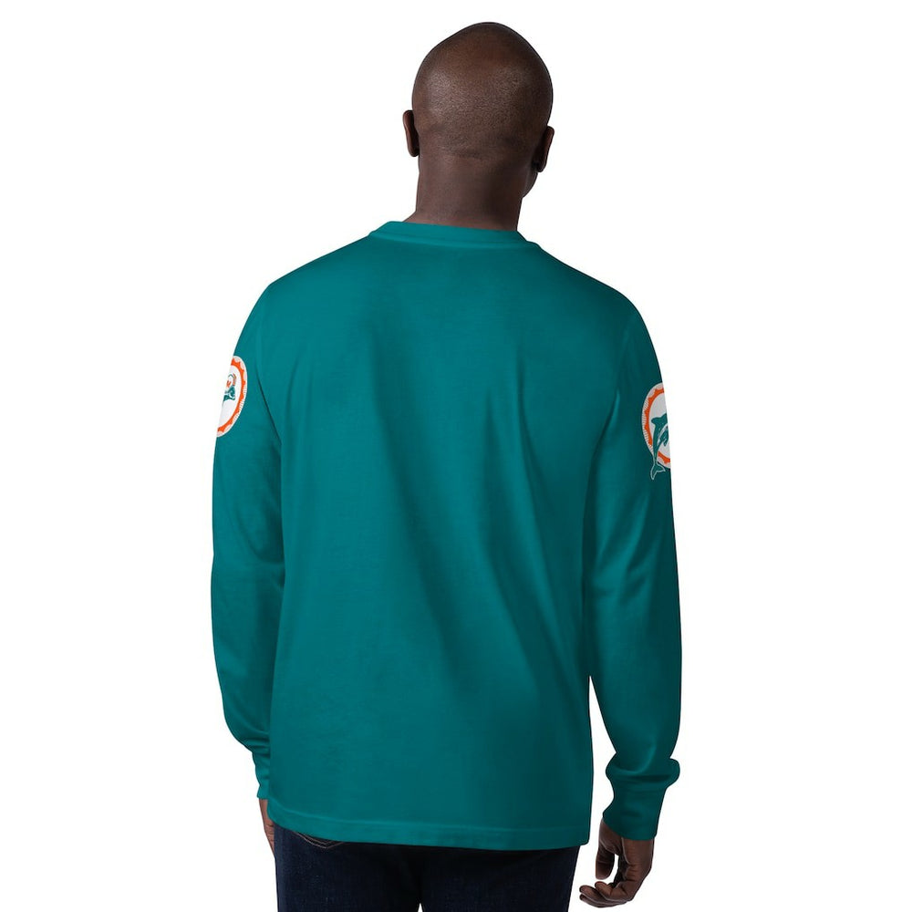 Miami Dolphins Starter Extreme Clutch Hit Vintage Logo Long Sleeve T-Shirt - Aqua T-shirts
