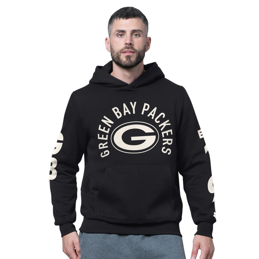 Green Bay Packers Starter Handoff Fleece Hoodie Sweatshirt - Black Hoodies