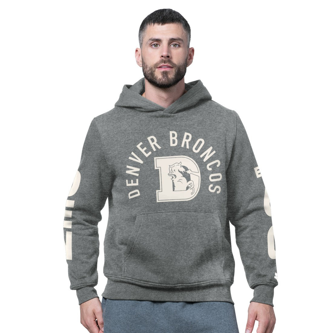 Denver Broncos Starter Handoff Vintage Logo Fleece Hoodie Sweatshirt - Charcoal Hoodies