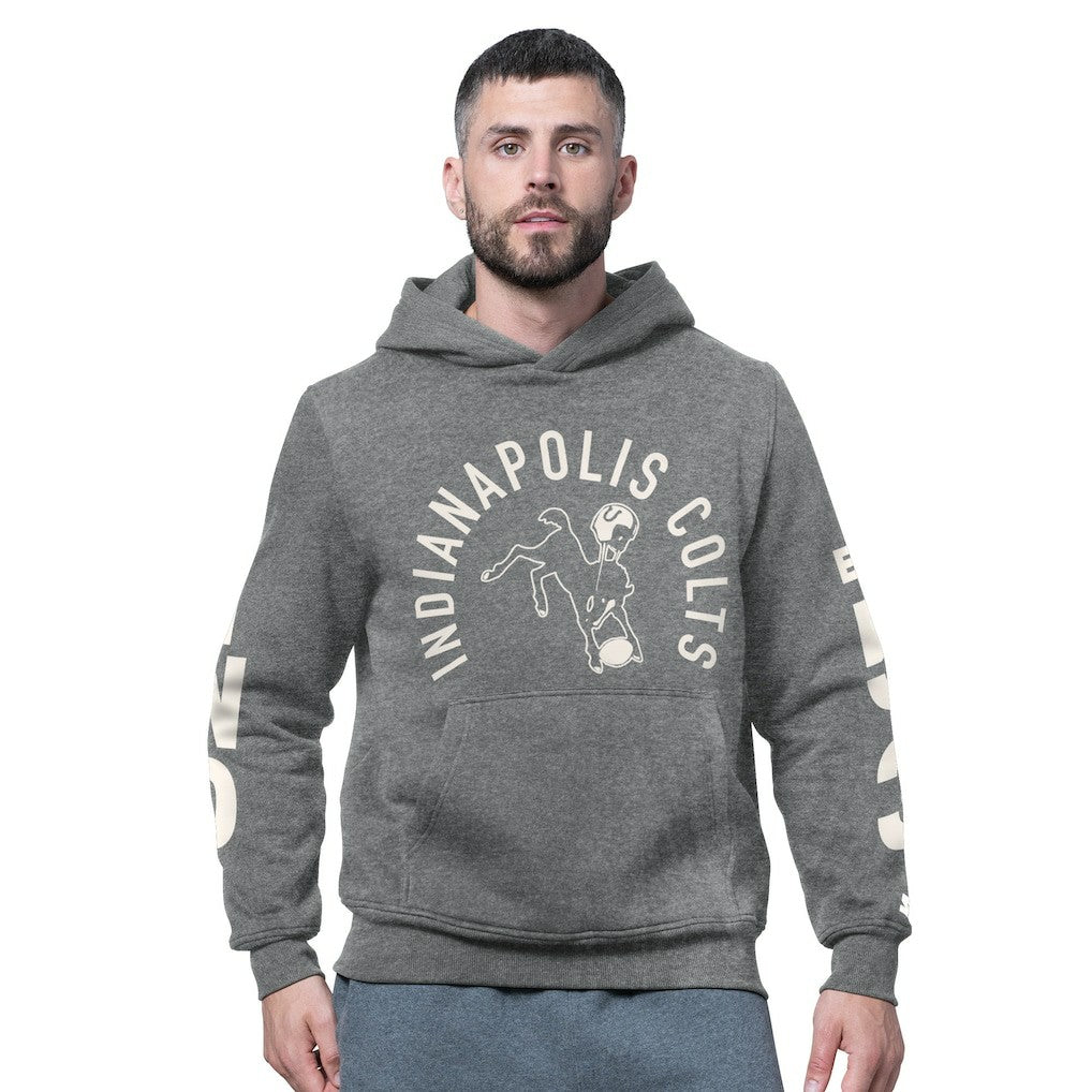 Indianapolis Colts Starter Handoff Vintage Logo Fleece Hoodie Sweatshirt - Charcoal Hoodies