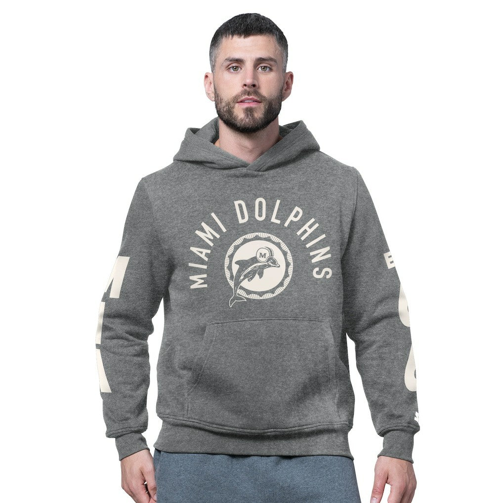 Miami Dolphins Starter Handoff Vintage Logo Fleece Hoodie Sweatshirt - Charcoal Hoodies