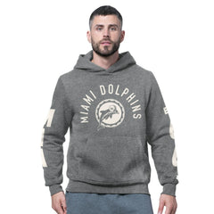 Miami Dolphins Starter Handoff Vintage Logo Fleece Hoodie Sweatshirt - Charcoal Hoodies
