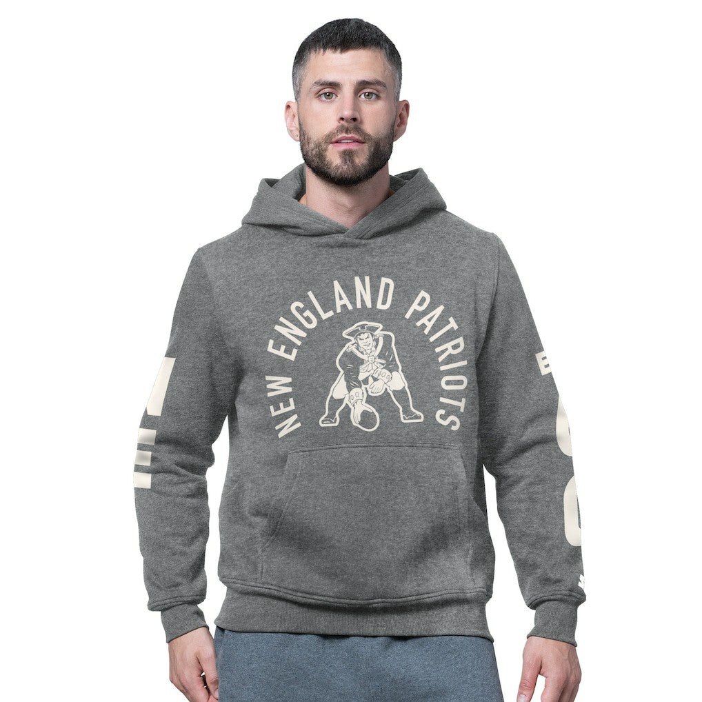 New England Patriots Starter Handoff Vintage Logo Fleece Hoodie Sweatshirt - Charcoal Hoodies