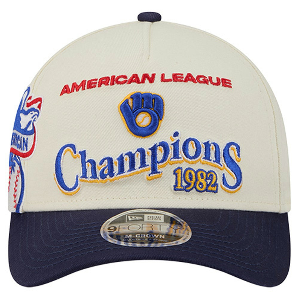 Milwaukee Brewers New Era World Series 9FORTY M-Crown Adjustable Hat - Cream/Royal Hats