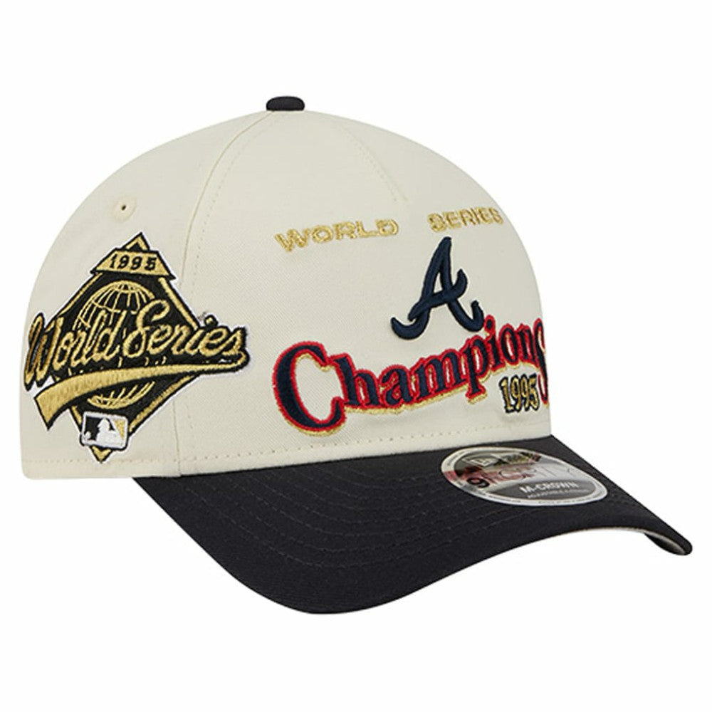 Atlanta Braves New Era World Series 9FORTY M-Crown Adjustable Hat - Cream/Navy Hats