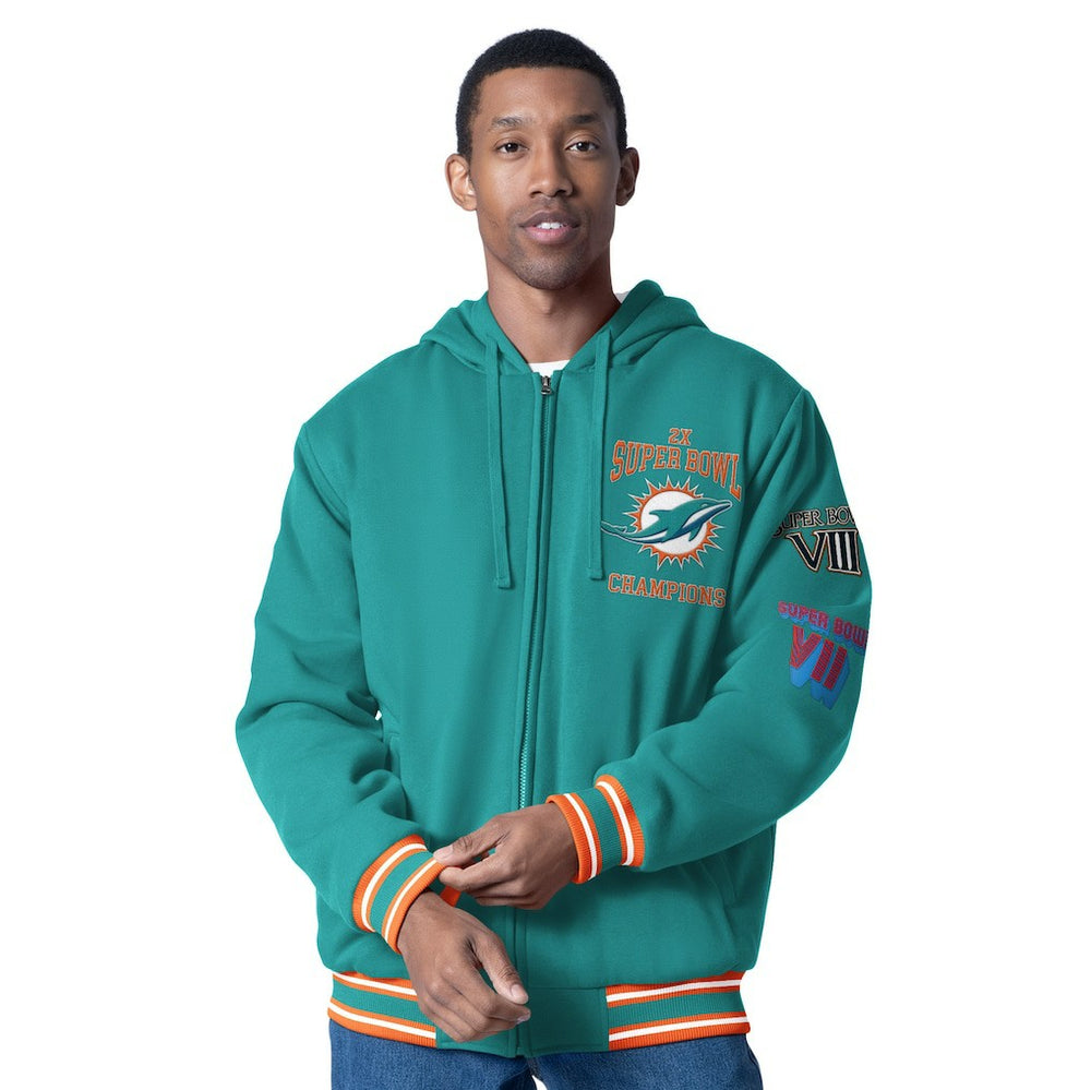 Miami Dolphins G-III Sports by Carl Banks Power Forward Commemorative Full-Zip Hooded Jacket - Aqua Jackets