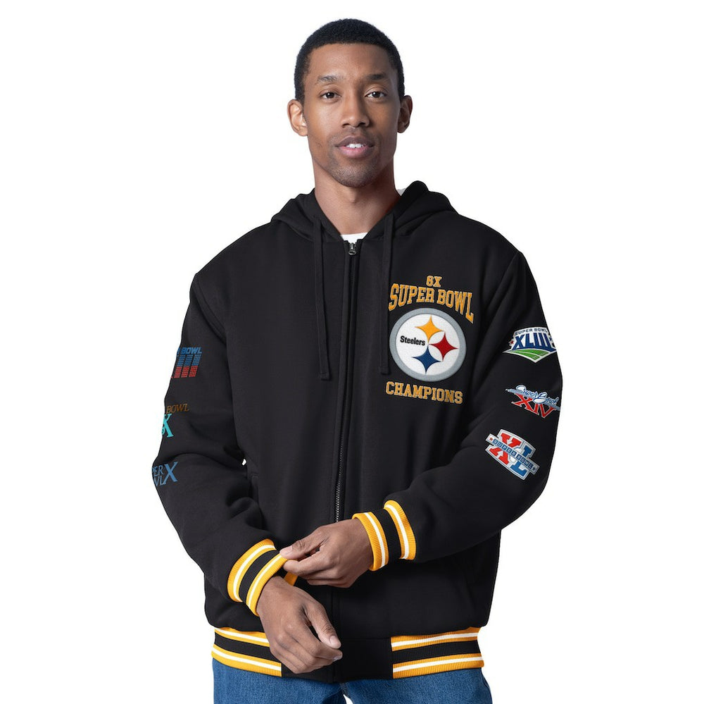 Pittsburgh Steelers G-III Sports by Carl Banks Power Forward Commemorative Full-Zip Hooded Jacket - Black Jackets