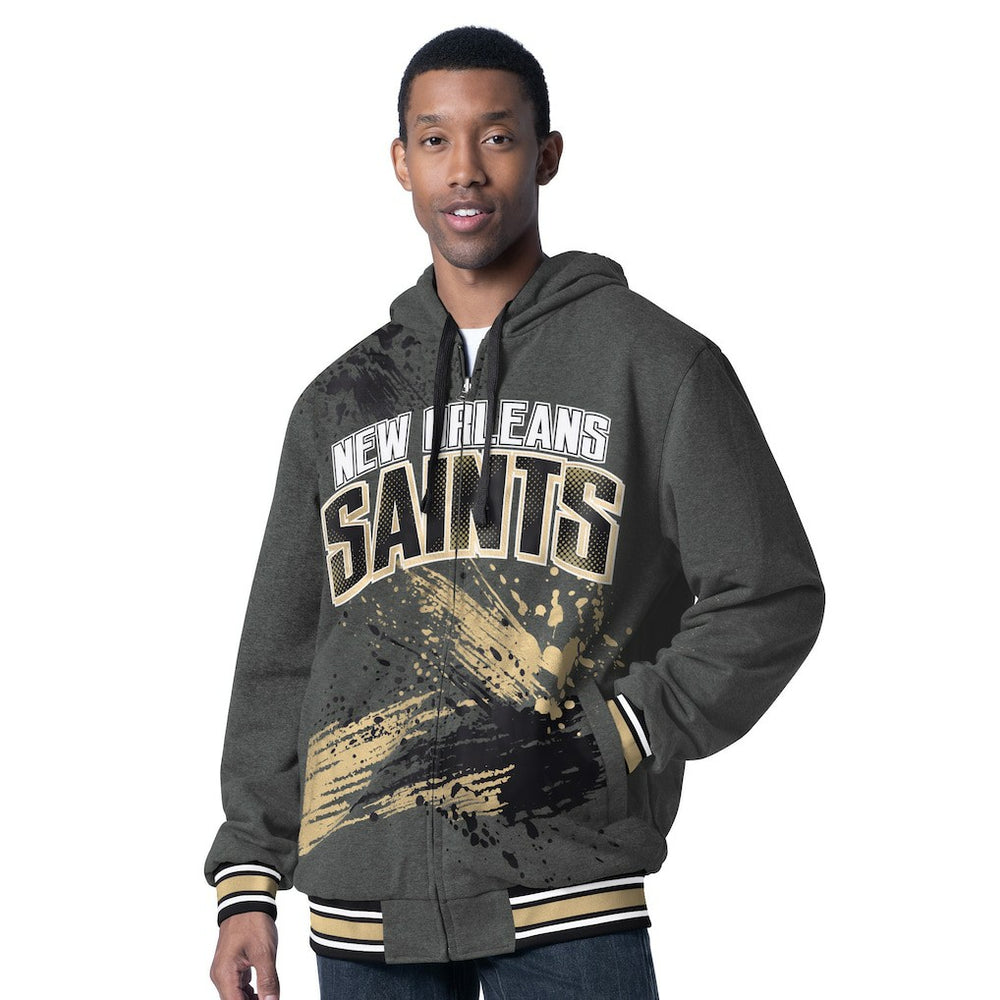 New Orleans Saints G-III Sports by Carl Banks Dual Threat Reversable Full-Zip Hooded Jacket - Black/Charcoal Jackets