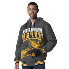 Pittsburgh Steelers G-III Sports by Carl Banks Dual Threat Reversable Full-Zip Hooded Jacket - Black/Charcoal Jackets
