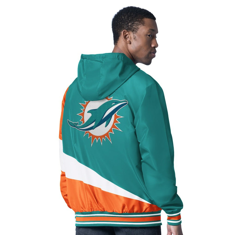 Miami Dolphins G-III Sports by Carl Banks Dual Threat Reversable Full-Zip Hooded Jacket - Aqua/Charcoal Jackets