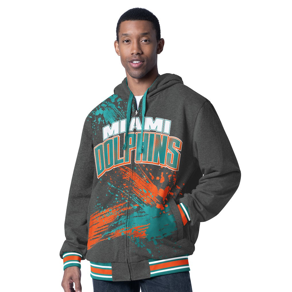 Miami Dolphins G-III Sports by Carl Banks Dual Threat Reversable Full-Zip Hooded Jacket - Aqua/Charcoal Jackets