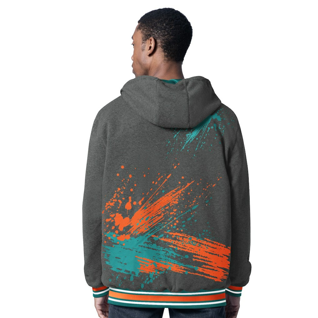 Miami Dolphins G-III Sports by Carl Banks Dual Threat Reversable Full-Zip Hooded Jacket - Aqua/Charcoal Jackets