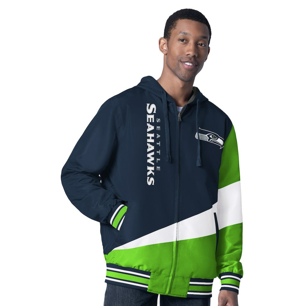 Seattle Seahawks G-III Sports by Carl Banks Dual Threat Reversable Full-Zip Hooded Jacket - College Navy/Charcoal Jackets