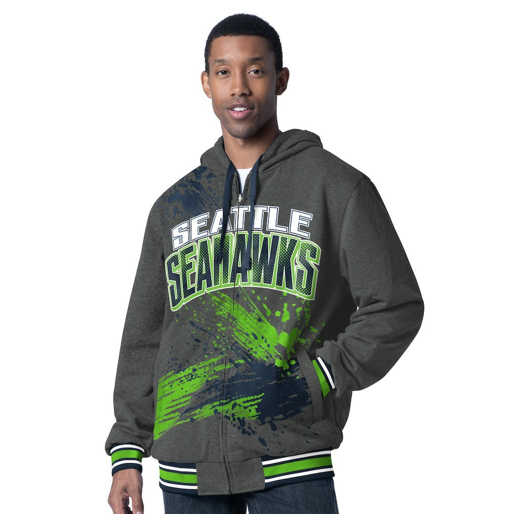 Seattle Seahawks G-III Sports by Carl Banks Dual Threat Reversable Full-Zip Hooded Jacket - College Navy/Charcoal Jackets
