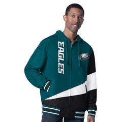 Philadelphia Eagles G-III Sports by Carl Banks Dual Threat Reversable Full-Zip Hooded Jacket - Midnight Green/Charcoal Jackets