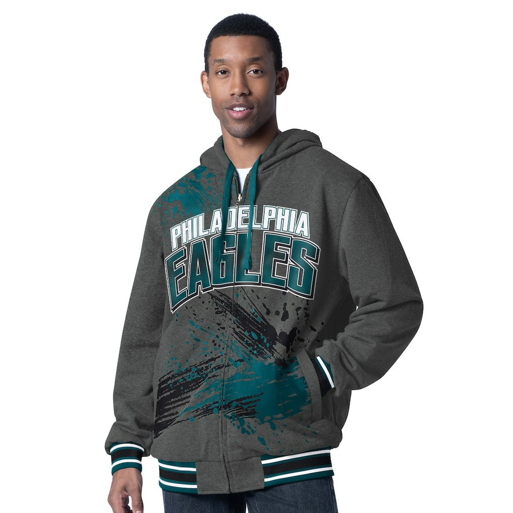 Philadelphia Eagles G-III Sports by Carl Banks Dual Threat Reversable Full-Zip Hooded Jacket - Midnight Green/Charcoal Jackets