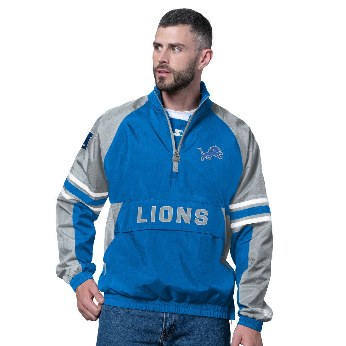 Detroit Lions Starter Prospect Half-Zip Pullover - Blue Pullover