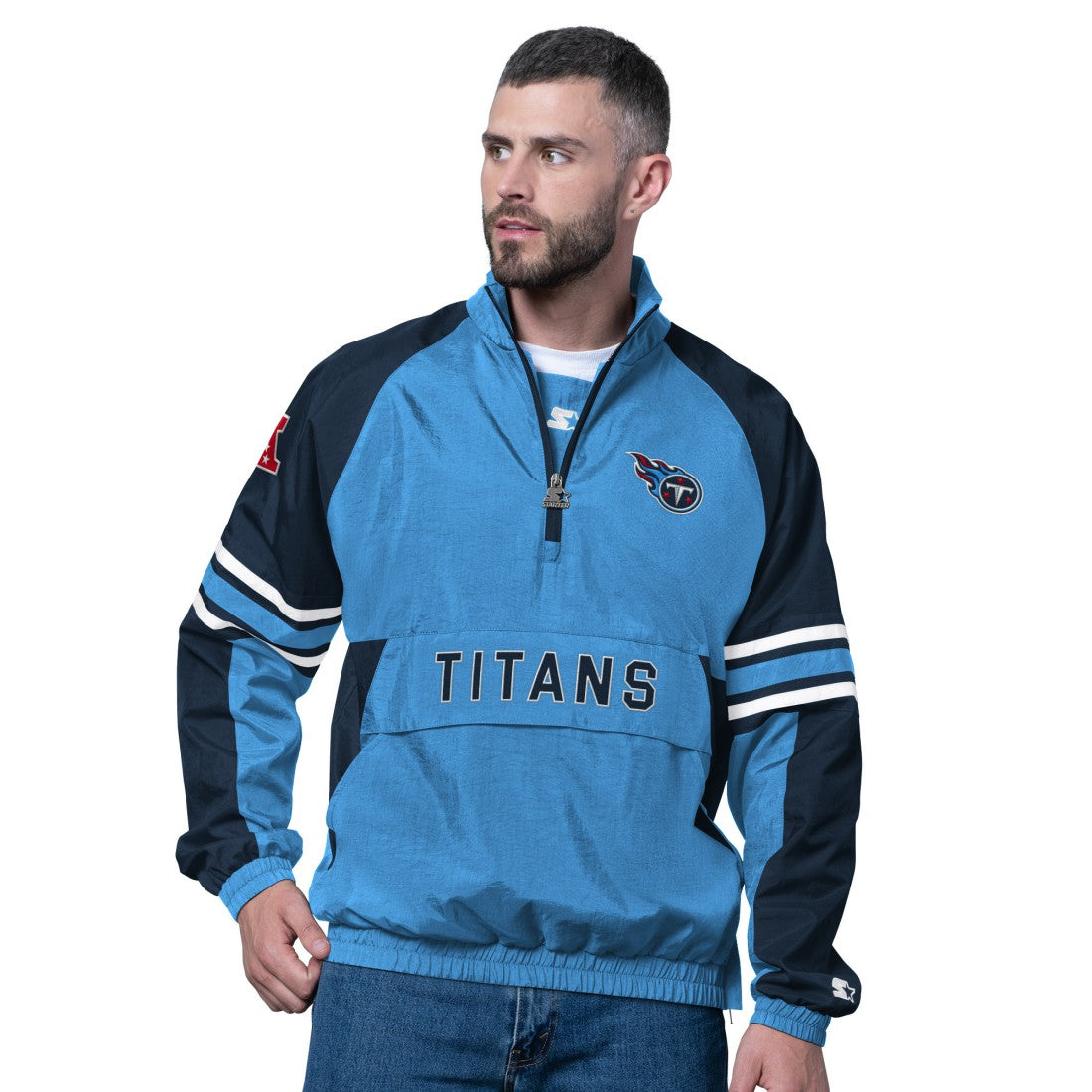 Tennessee Titans Starter Prospect Half-Zip Pullover - Light Blue Pullover