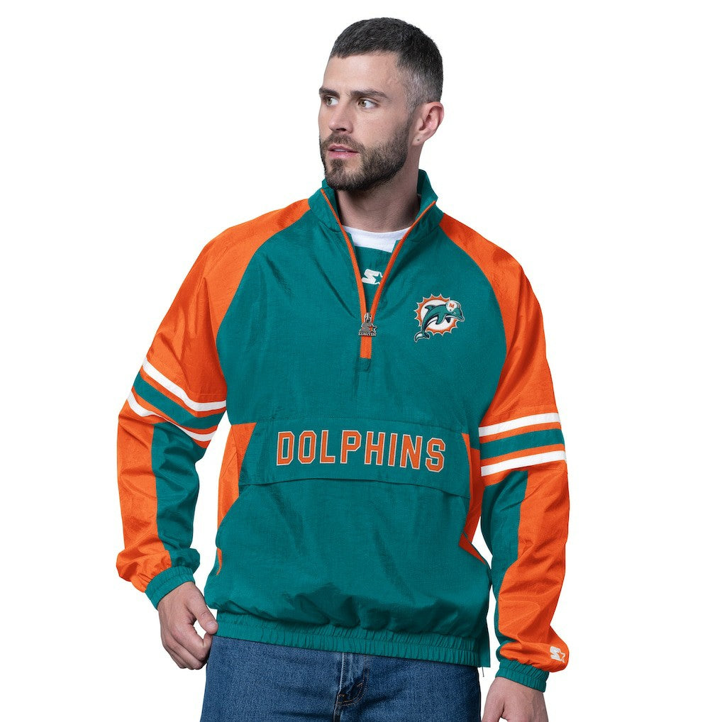 Miami Dolphins Starter Vintage Logo Prospect Half-Zip Pullover - Aqua Pullover
