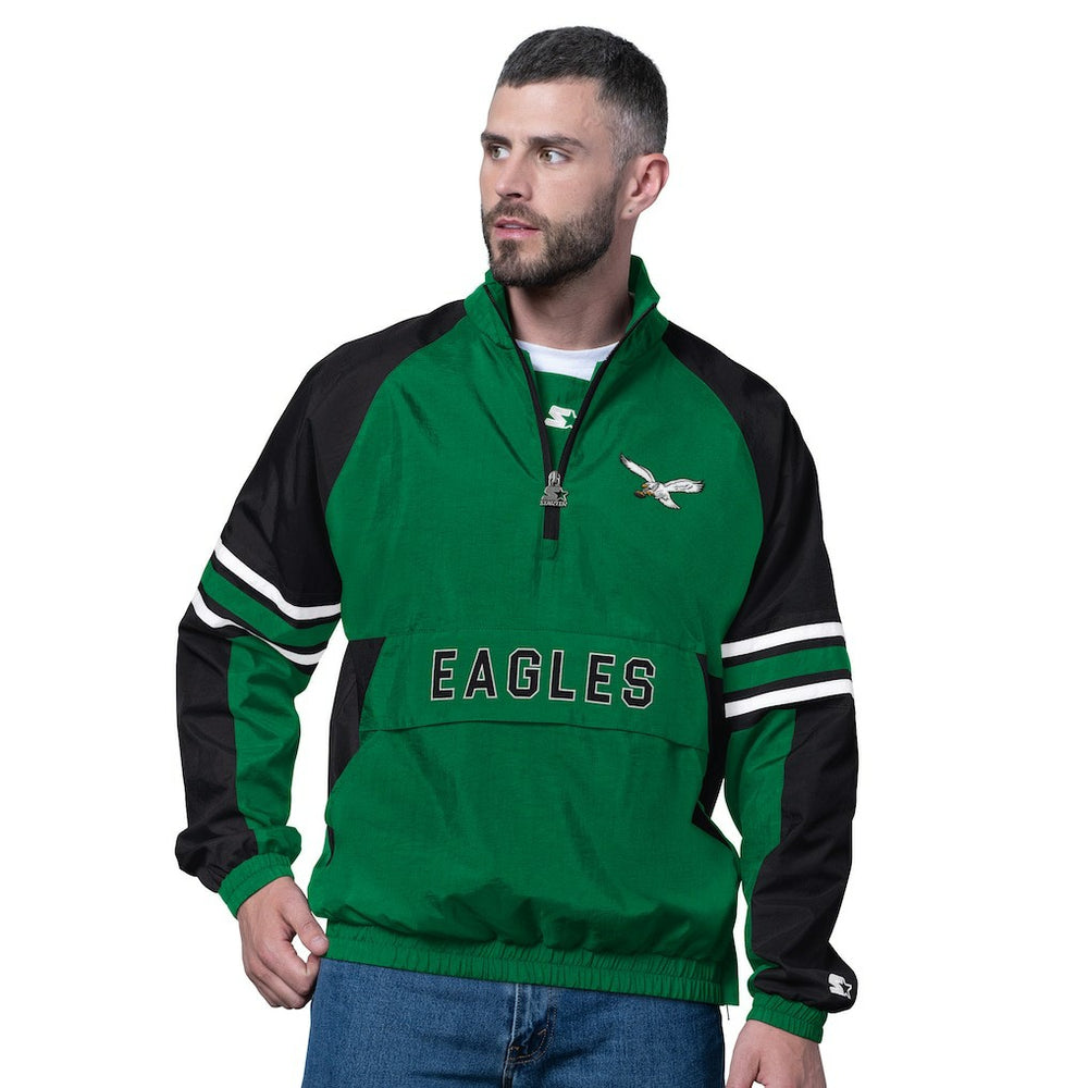 Philadelphia Eagles Starter Vintage Logo Prospect Half-Zip Pullover - Kelly Green Pullover