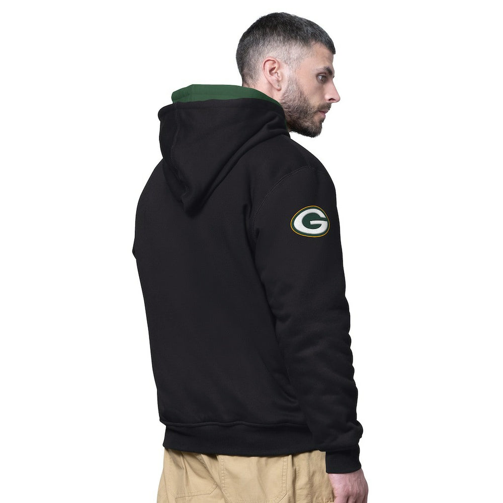 Green Bay Packers Starter Big Shot Full-Zip Double Hoodie - Black Hoodies