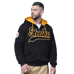 Pittsburgh Steelers Starter Big Shot Full-Zip Double Hoodie - Black Hoodies