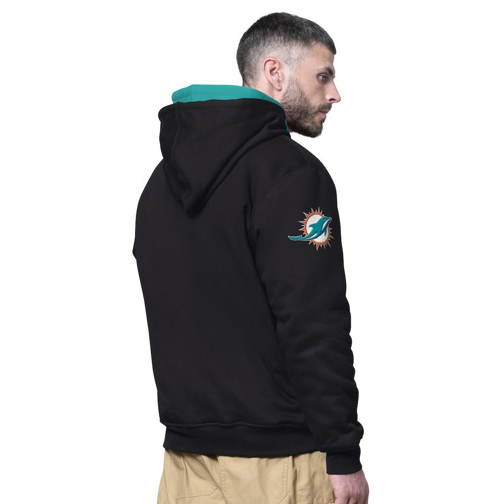 Miami Dolphins Starter Big Shot Full-Zip Double Hoodie - Black Hoodies