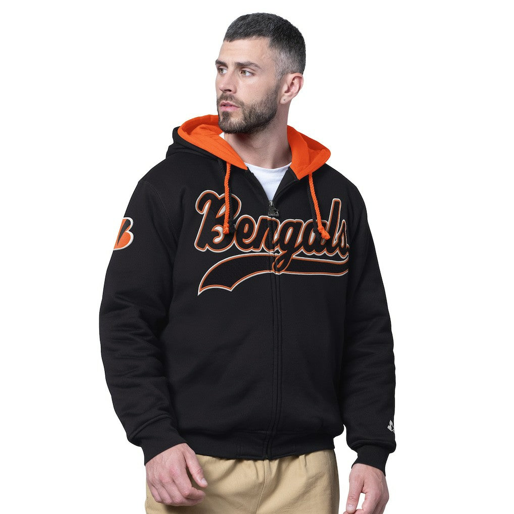 Cincinnati Bengals Starter Big Shot Full-Zip Double Hoodie - Black Hoodies