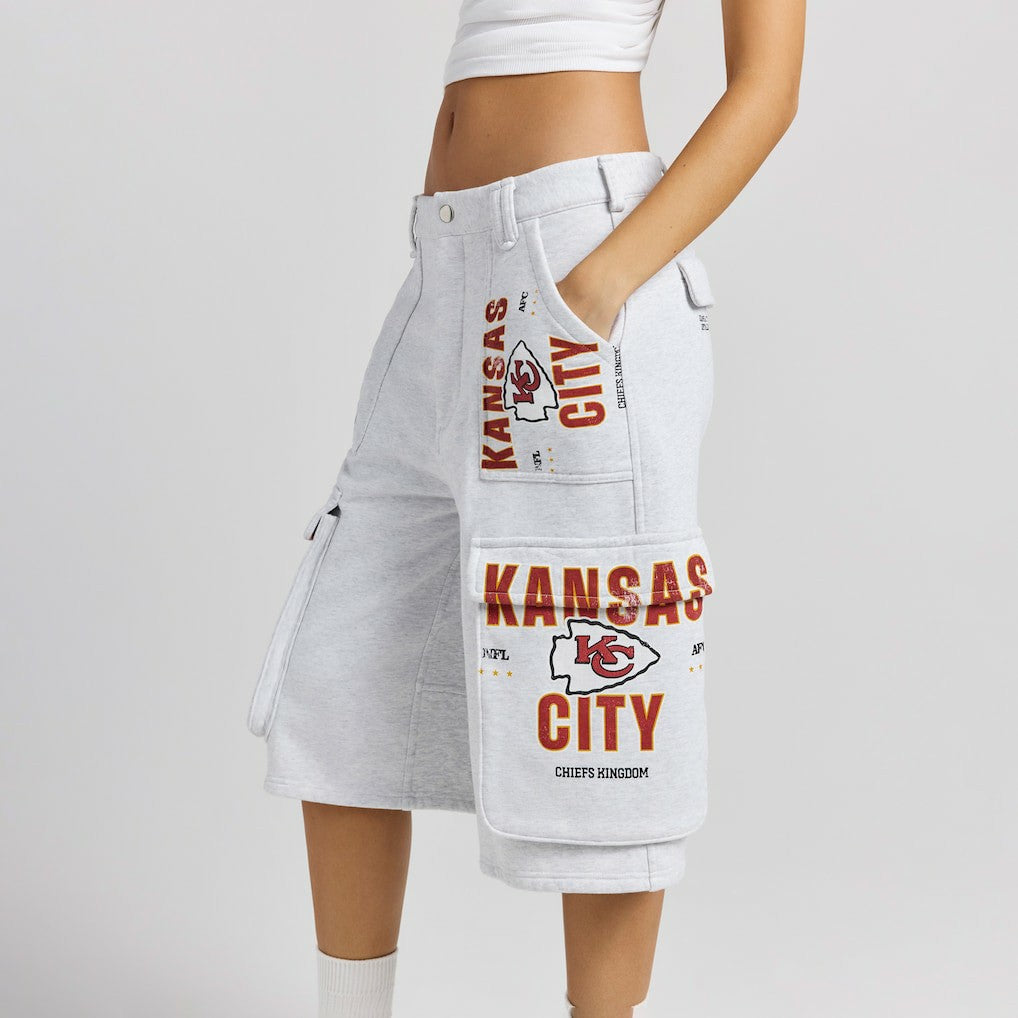 Kansas City Chiefs Off Season x NFL Women's Fleece Cargo Shorts - Heather Gray Shorts