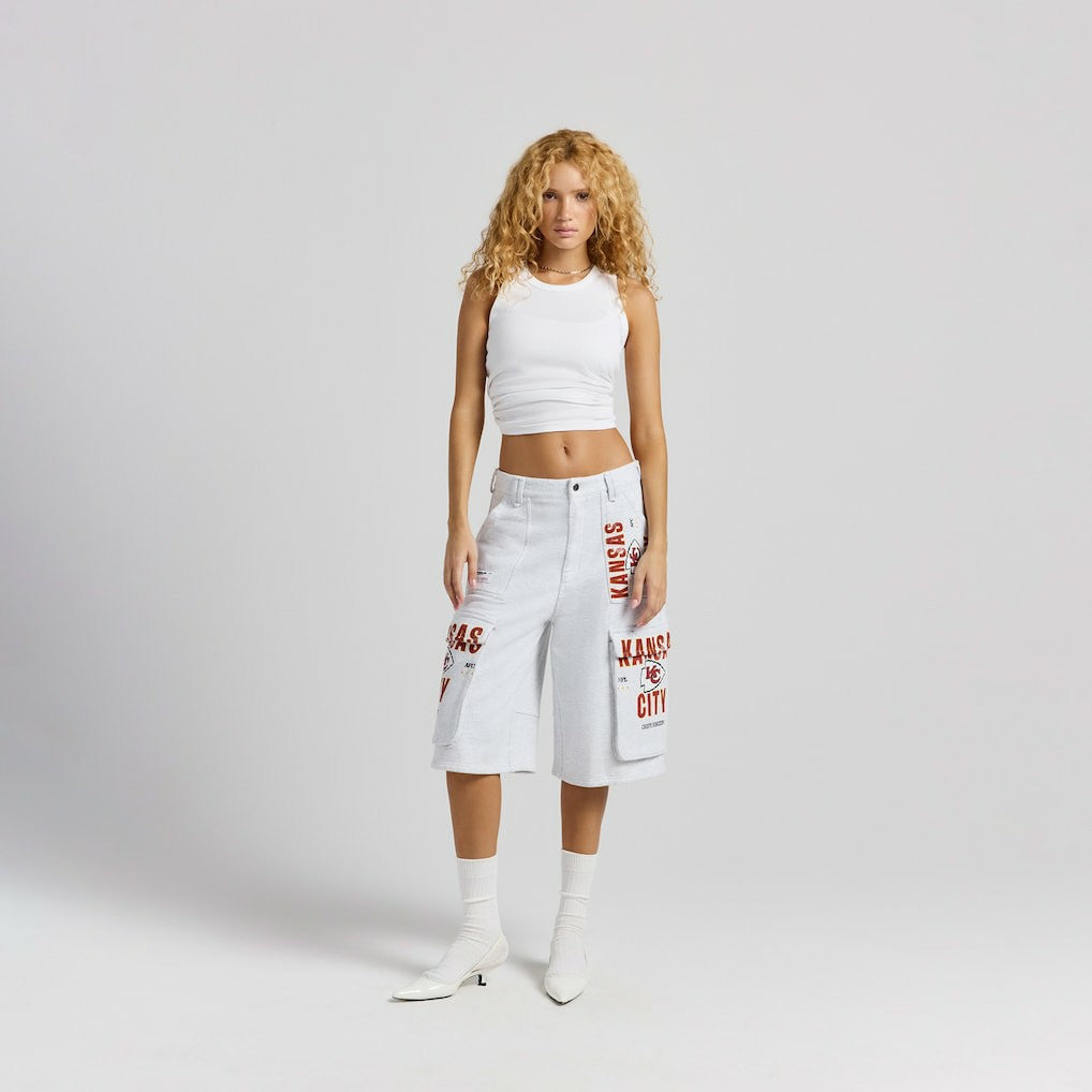 Kansas City Chiefs Off Season x NFL Women's Fleece Cargo Shorts - Heather Gray Shorts