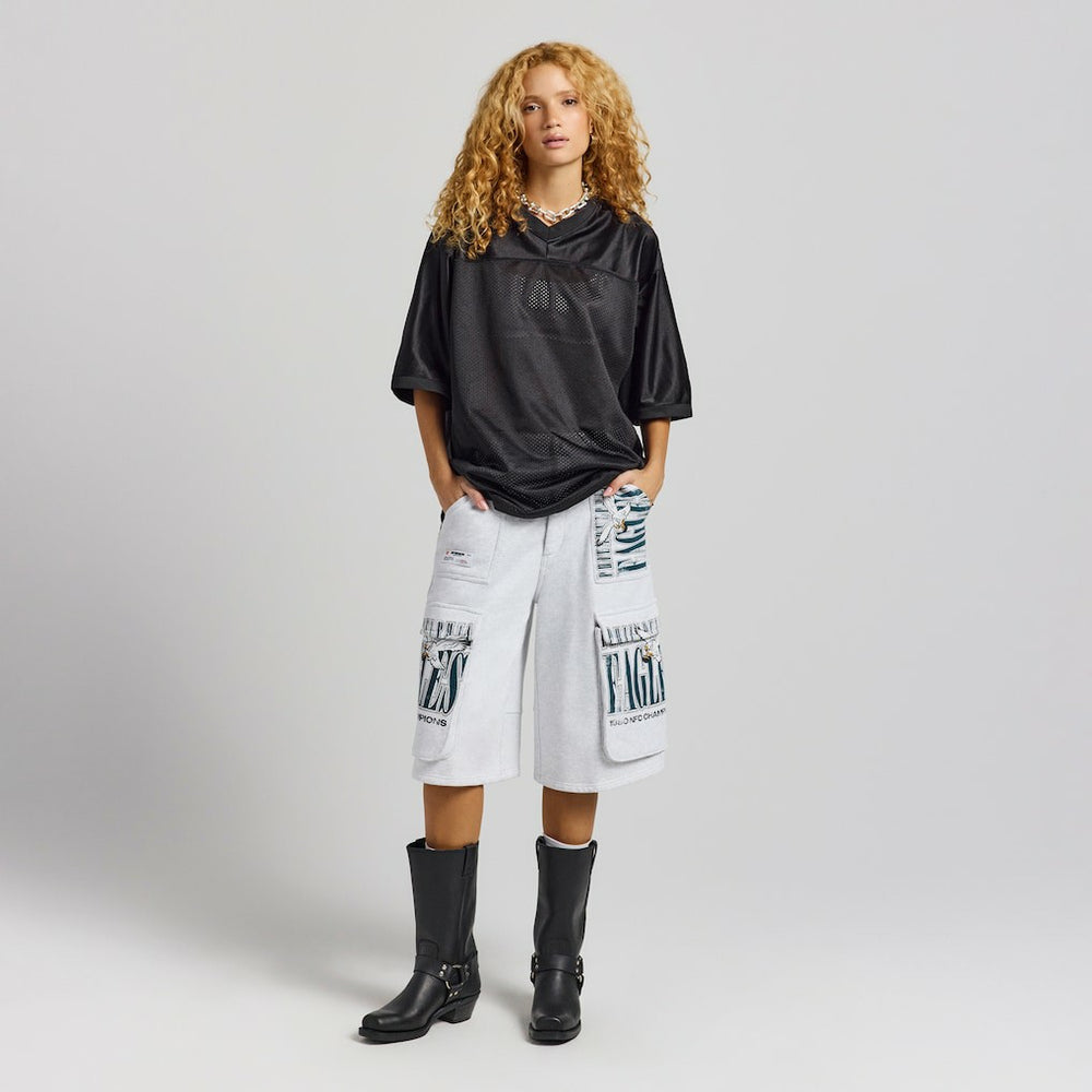 Philadelphia Eagles Off Season x NFL Women's Fleece Cargo Shorts - Heather Gray Shorts
