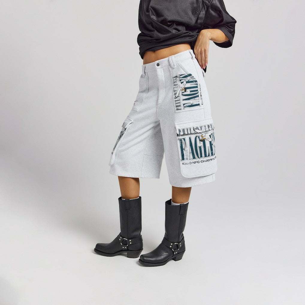 Philadelphia Eagles Off Season x NFL Women's Fleece Cargo Shorts - Heather Gray Shorts