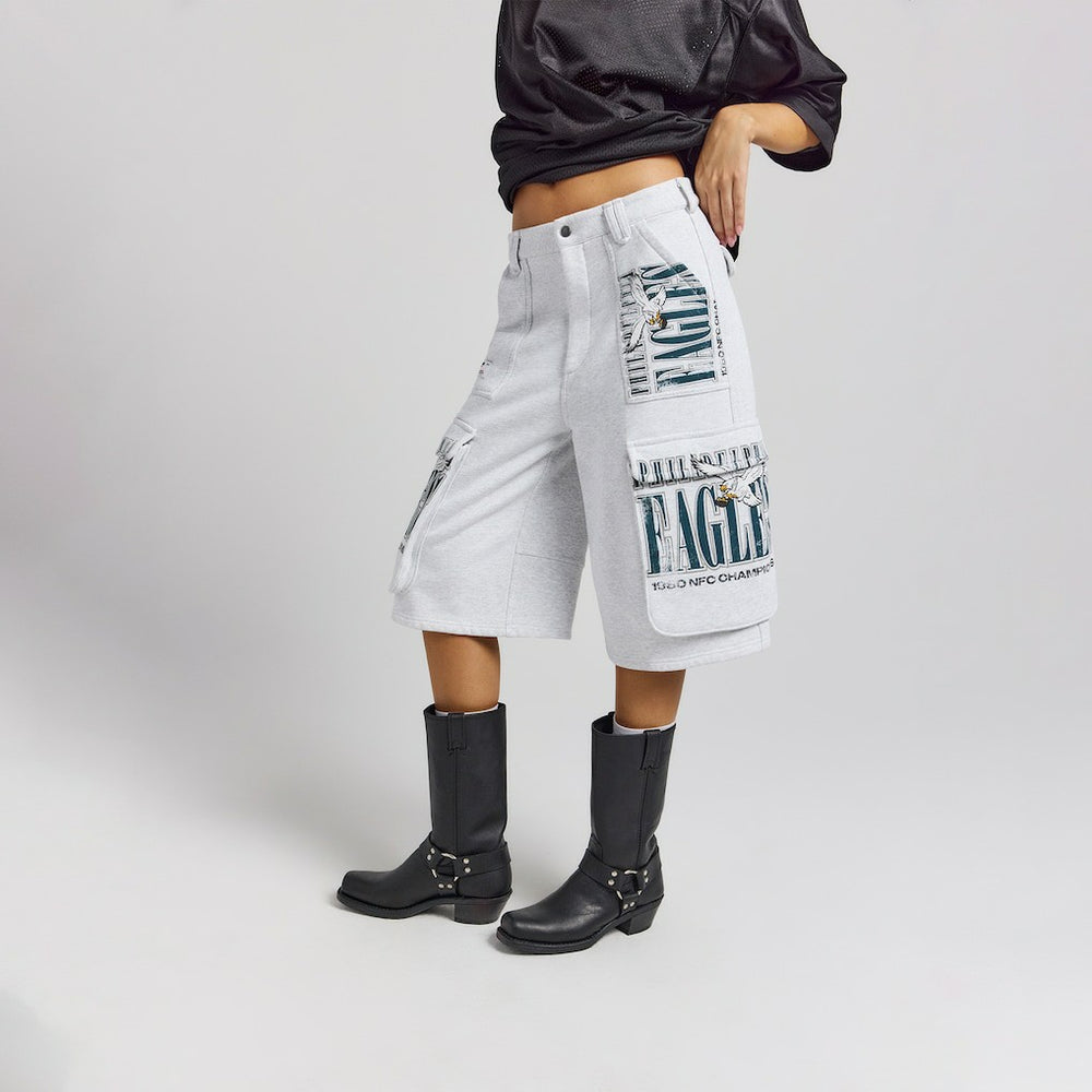 Philadelphia Eagles Off Season x NFL Women's Fleece Cargo Shorts - Heather Gray Shorts