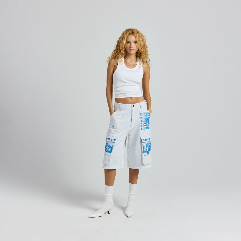 Detroit Lions Off Season x NFL Women's Fleece Cargo Shorts - Heather Gray Shorts