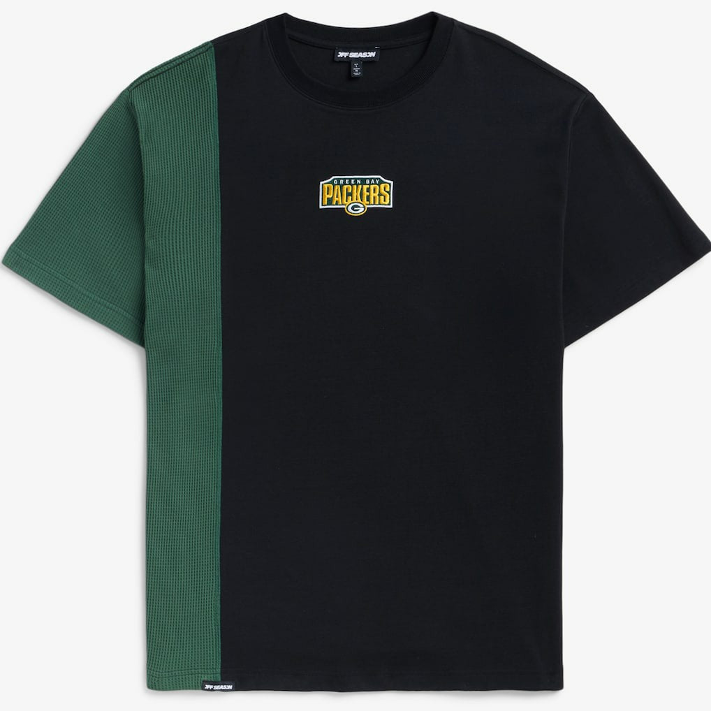 Green Bay Packers Off Season x NFL Unisex Spliced T-Shirt - Black T-shirts
