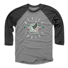 Mexico National Team 500 Level Unisex Futbol Raglan 3/4-Sleeve Baseball T-Shirt Black/Heather Gray