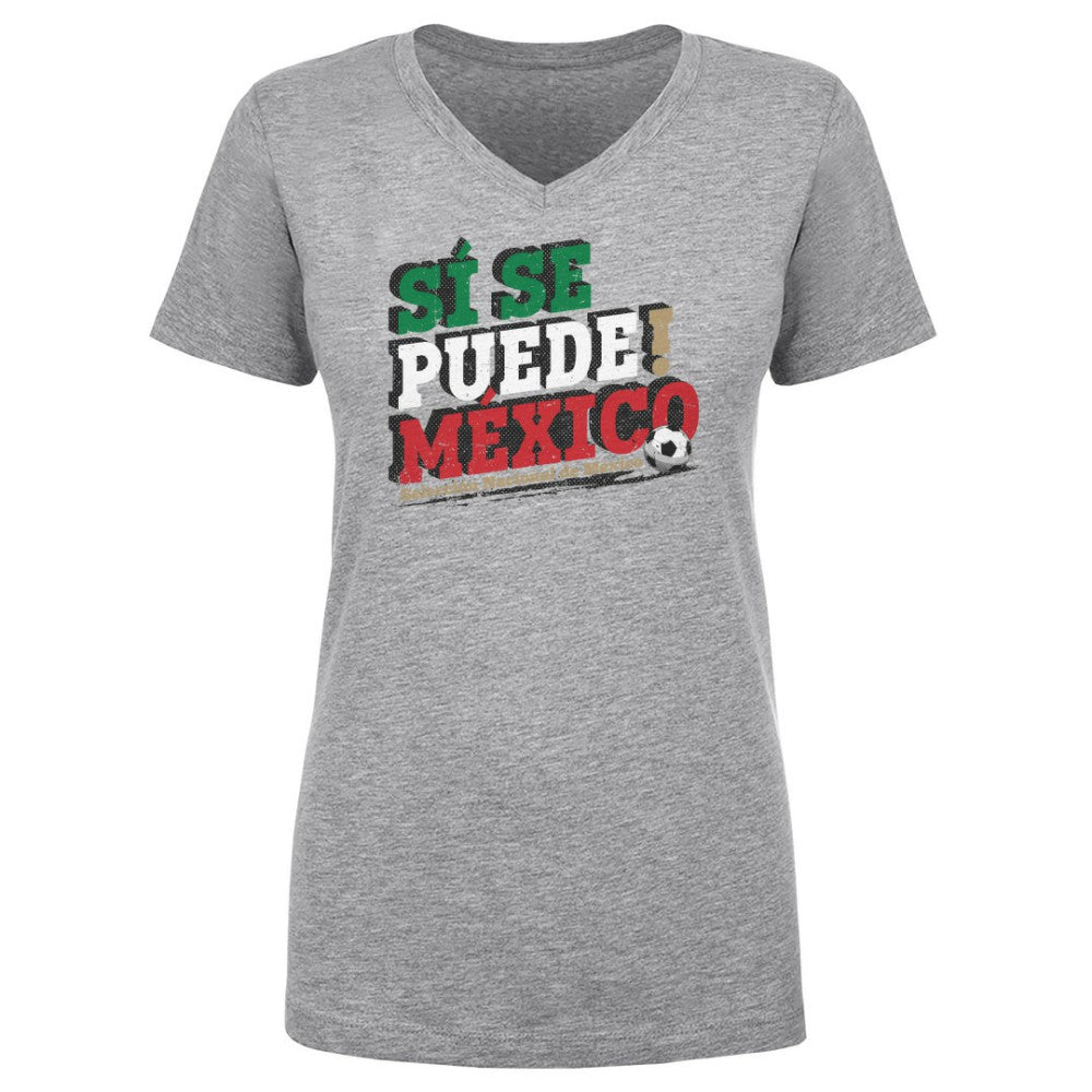 Mexico National Team 500 Level Women's Si Se Puede V-Neck T-Shirt Heather Gray