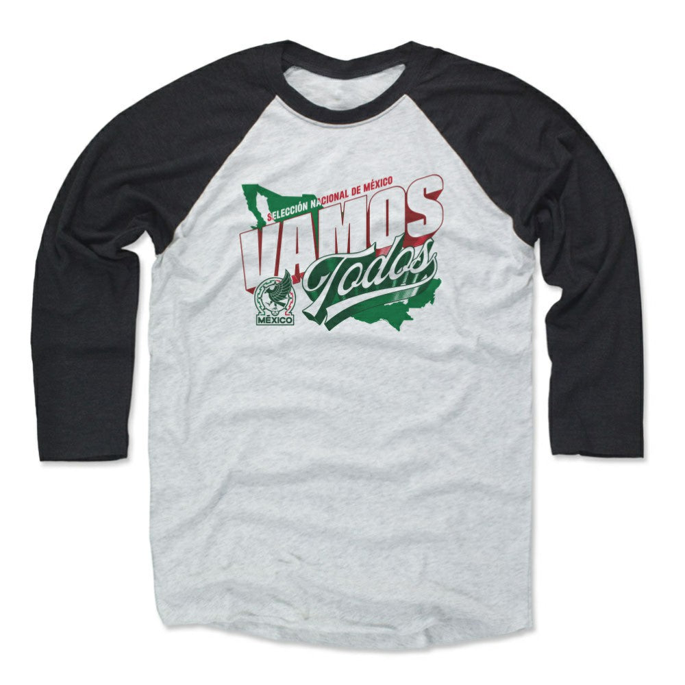 Mexico National Team 500 Level Vamos Todos 3/4-Sleeve Tri-Blend Baseball T-Shirt Black/White