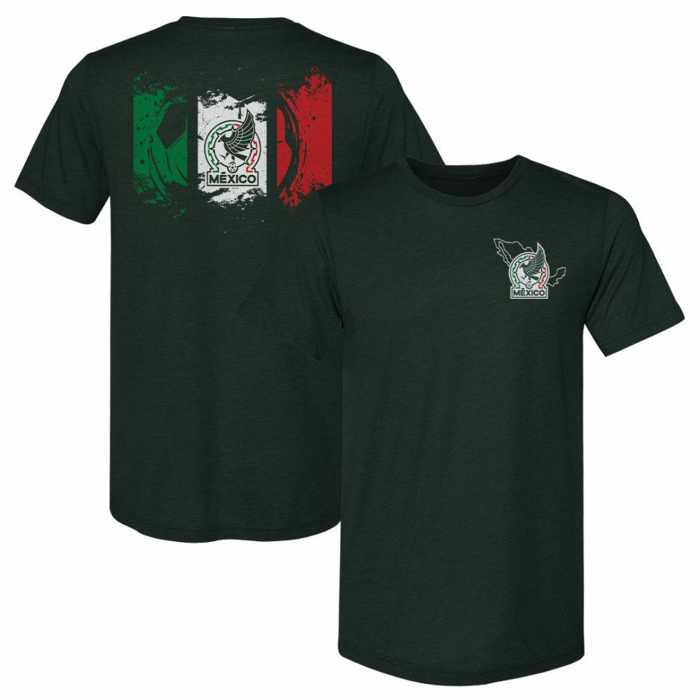 Mexico National Team 500 Level Grunge Flag Premium Tri-Blend T-Shirt Dark Green