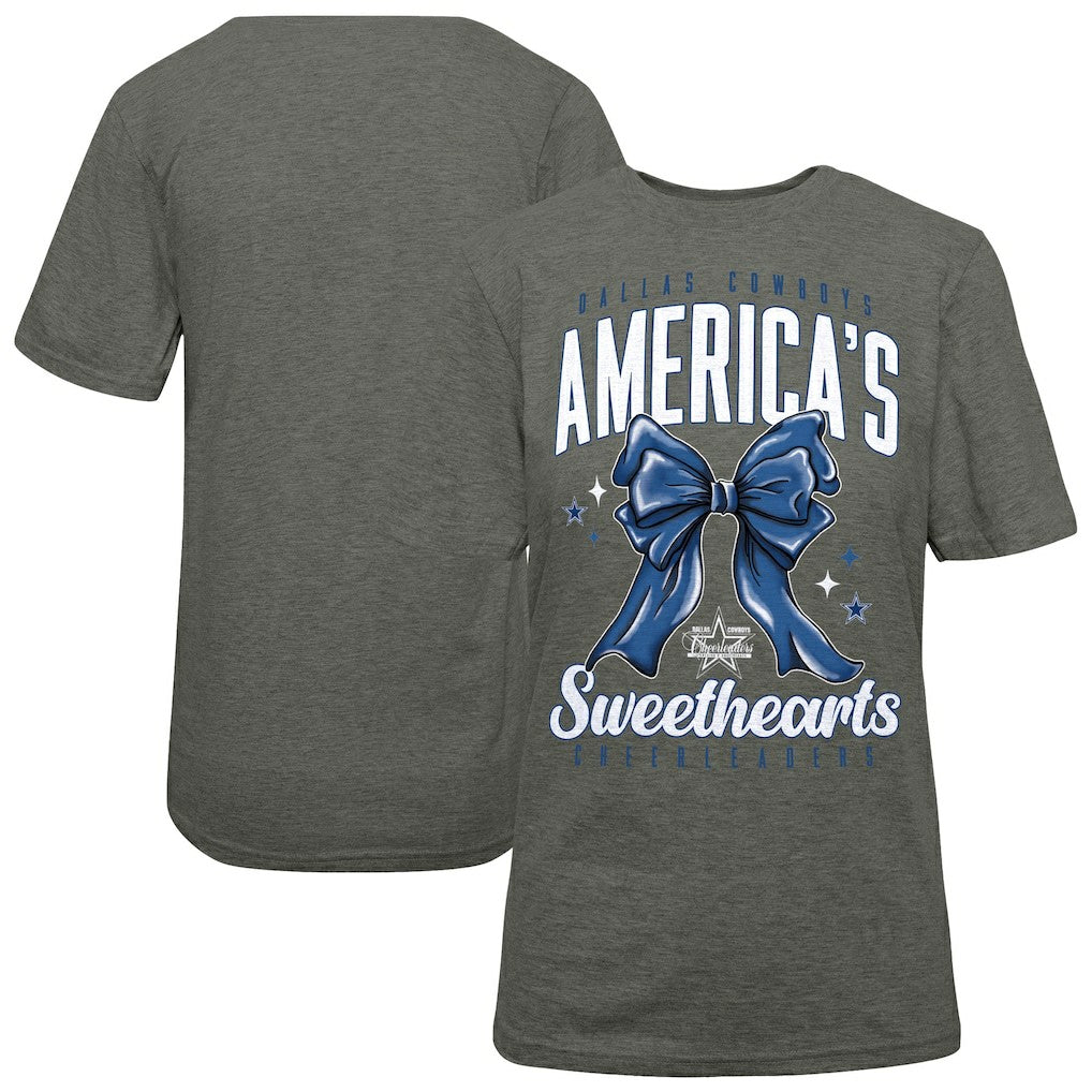 Dallas Cowboys Cheerleaders Women's Sweetheart Bow T-Shirt - Gray T-shirts